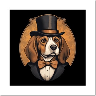 Beagle Dog Portrait Vintage Style Posters and Art